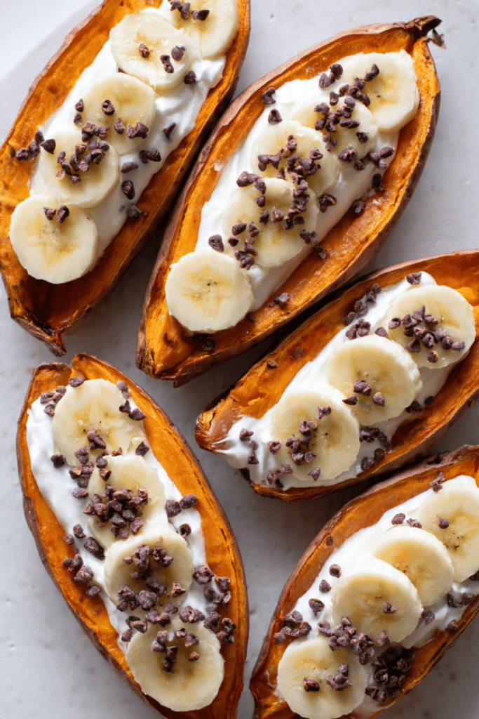 Roasted Sweet Potato Yogurt Boats