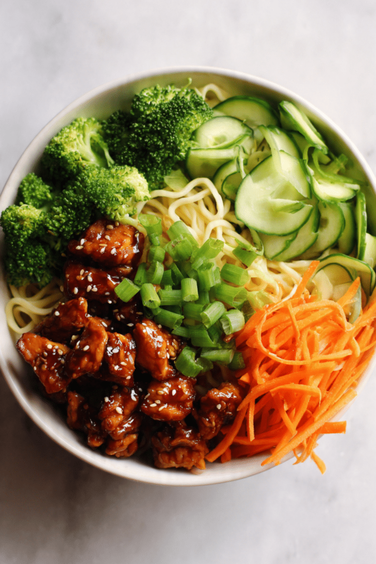 Sticky Sesame Chicken Noodle Bowl
