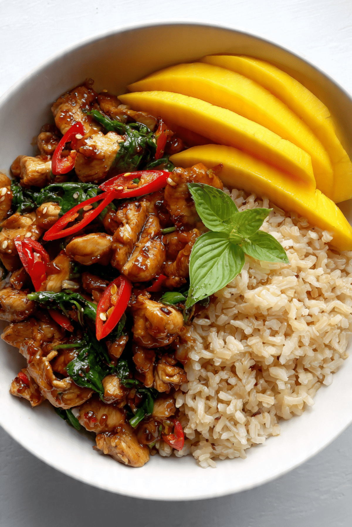 Thai Basil Chicken Rice Bowl