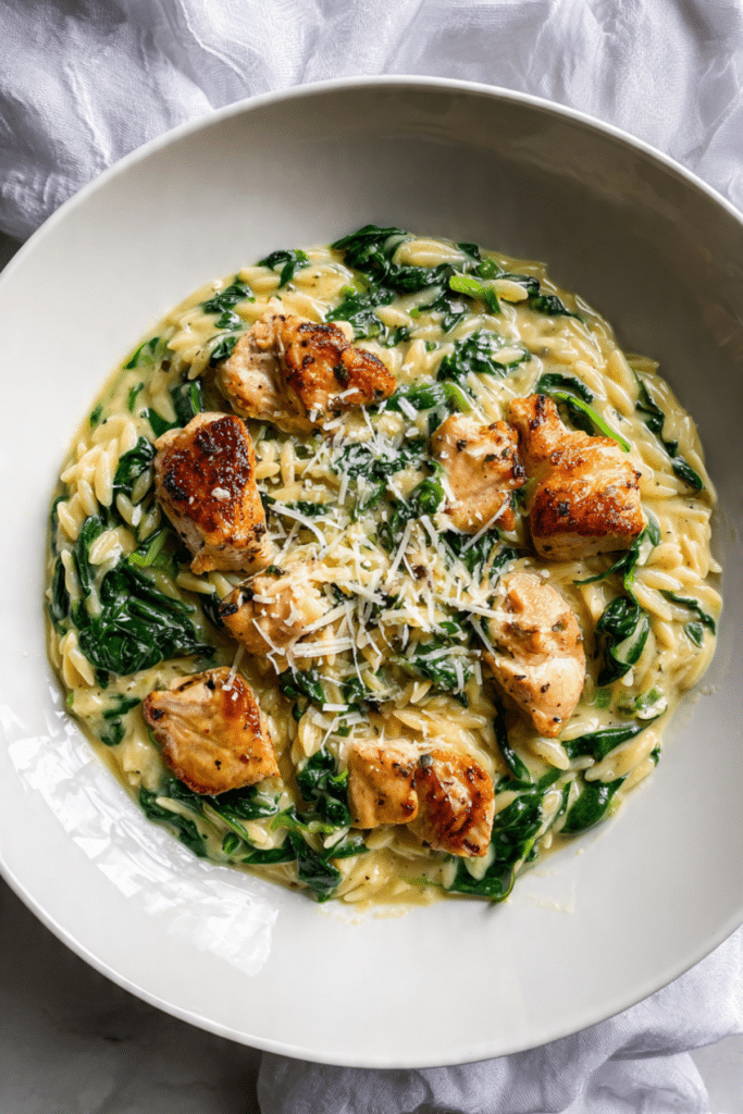 Creamy Spinach Chicken Orzo