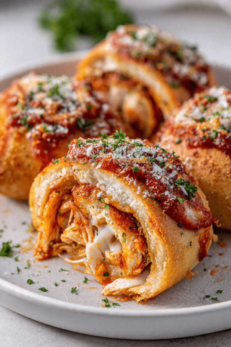 Crispy Chicken Parmesan Stuffed Rolls (Oven Baked)