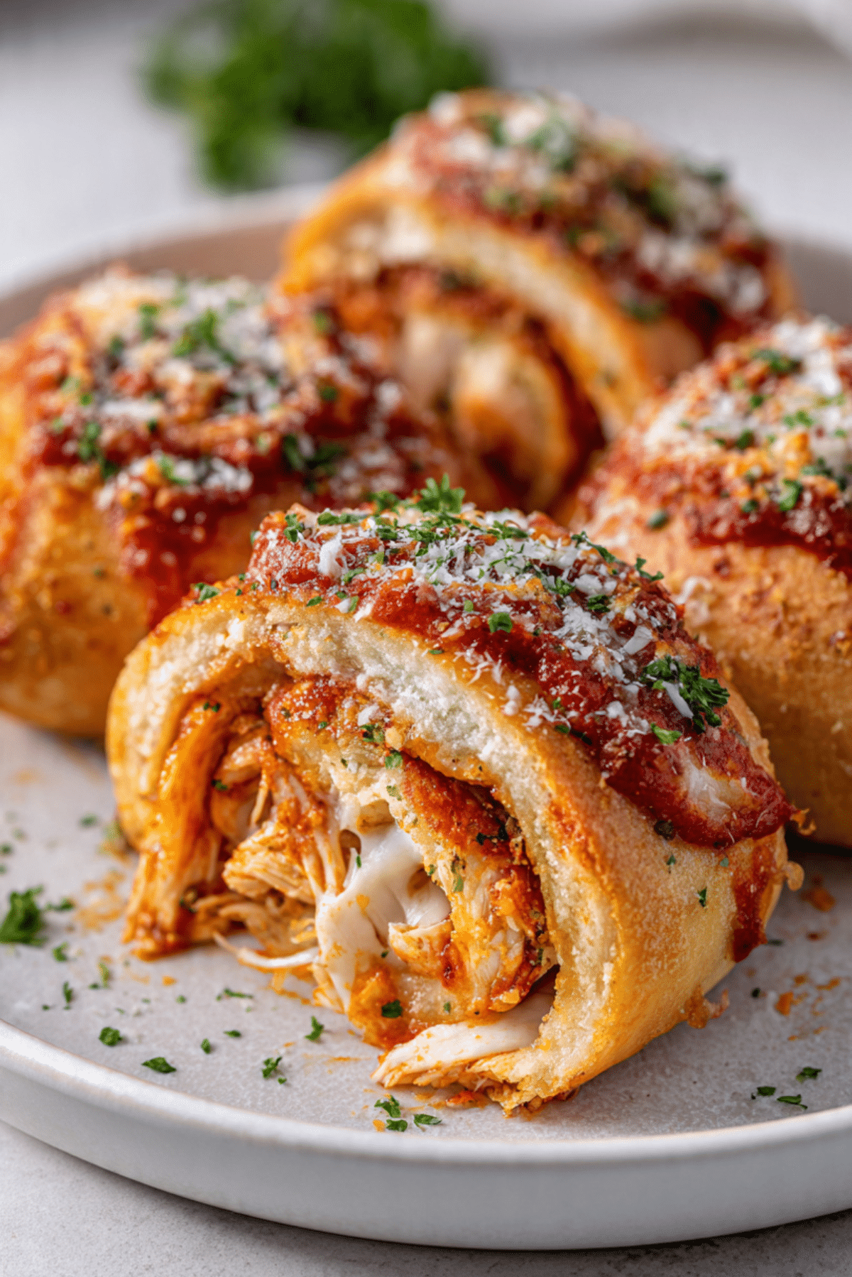 Crispy Chicken Parmesan Stuffed Rolls (Oven Baked)