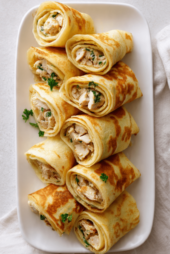 Mini Savory Crepe Rolls Chicken