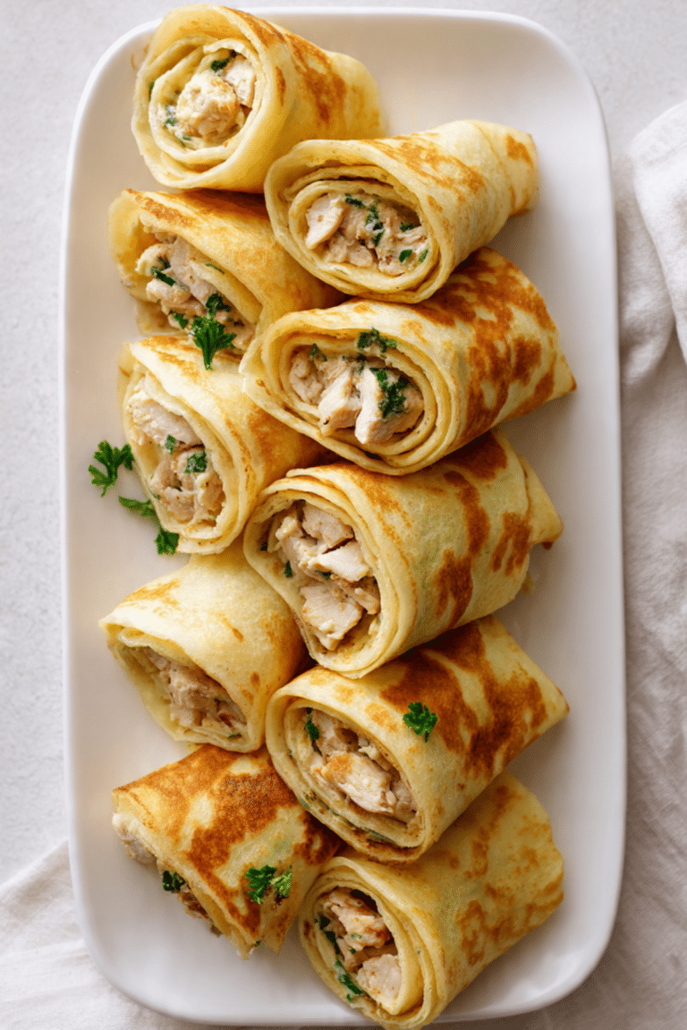 Mini Savory Crepe Rolls Chicken