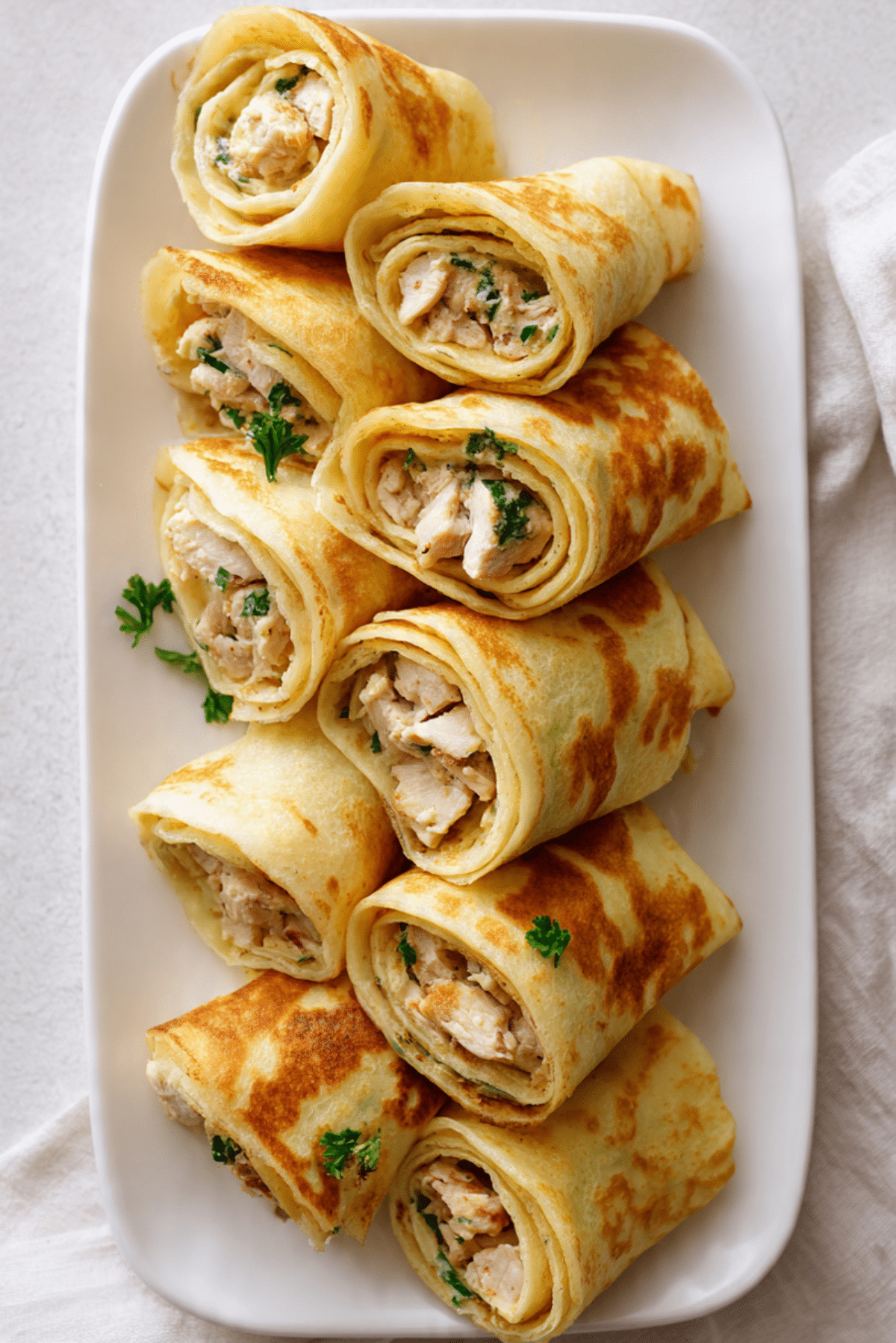 Mini Savory Crepe Rolls Chicken