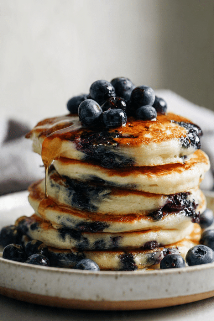 Blueberry Cottage Cheese Pancakes