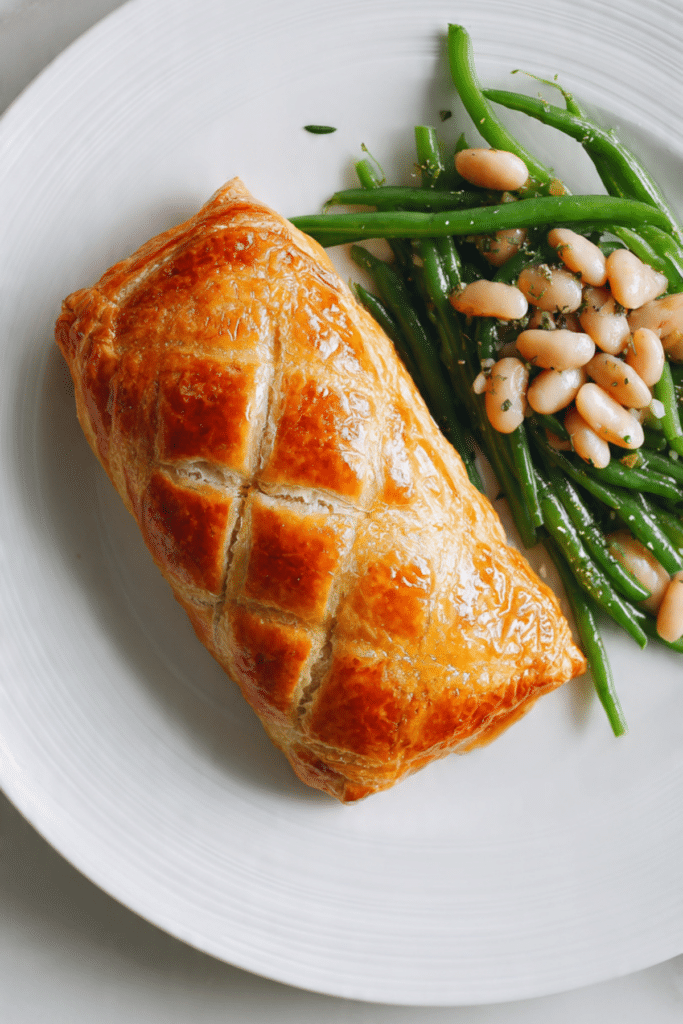 Salmon En Croute with Warm Bean Salad