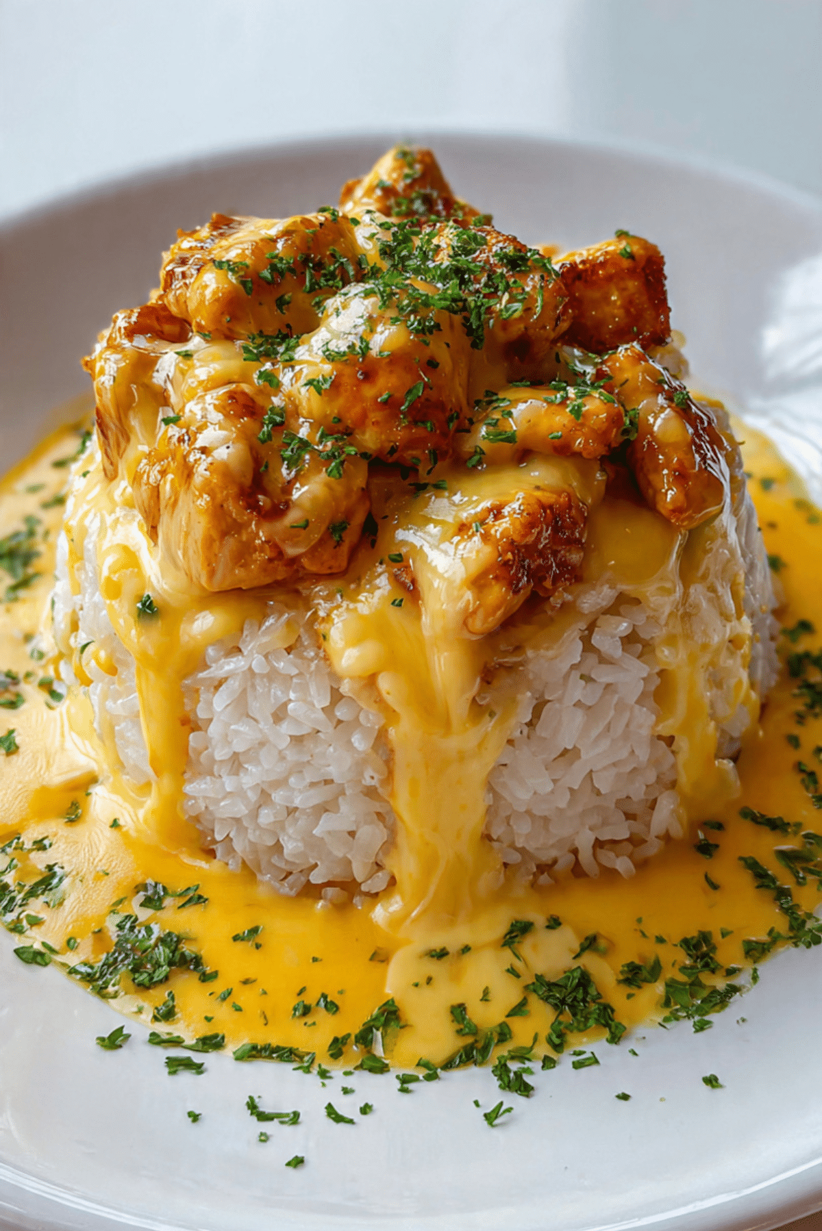 Molten Cheese Chicken Rice Volcano